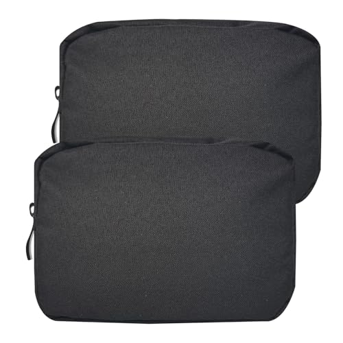 HSYAMY Small Makeup Bag For Purse, 2 Pack Travel Zippered Pouch, Portable Versatile Mini Organizer Toiletry Cosmetic Bag Nylon Electronics Accessories Storage Pouch For Women Men (Black)