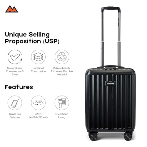 Image of MOVE-MEANT ROAMIFY Small Cabin & Medium Check-in Suitcase | 55 Cm & 66 Cm | 8 Wheels Number Lock Polycarbonate Black Trolley Bag | 360 Degree Wheeling System | Luggage for Travel - Pack of 2