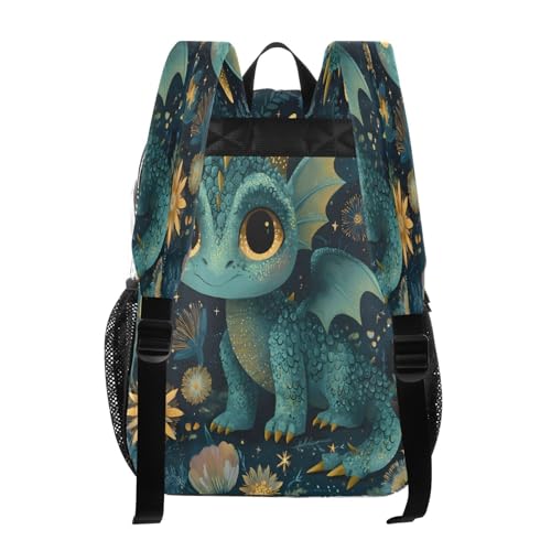 Dragon Flower Blue Clear Backpack Heavy Duty See Through Transparent PVC BookBag for Kids Boy Girl School Work3
