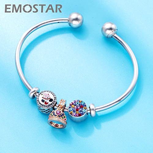 Rose Gold Dazzling Princess Tiara Crown Pendant Charms Fits Pandora Valentines Day Bracelet, 925 Sterling Silver Dangle Royal Queen Crown Beads With Cz, Gifts For Sister/Daughter/Women #TOP5