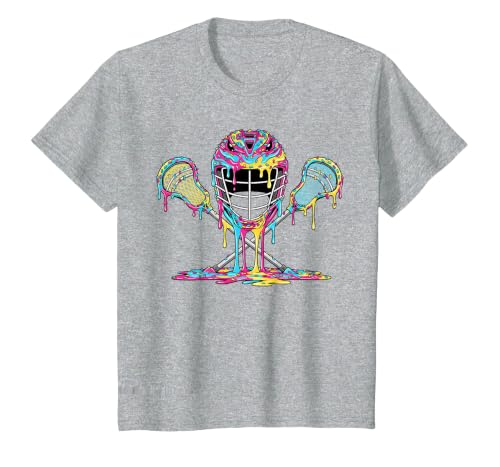 Lacrosse Drip Ice Cream Lax Helmet Sticks Sport Player T-Shirt, Youth, Heather Grey, Medium
