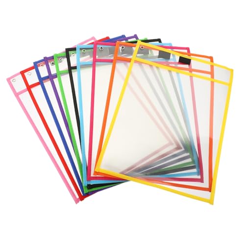 TOGEVAL 10個 透明ポータブル乾式消去ポケット 多機能ファイル保護スリーブ 耐久性高く繰り返し使用可能 書き消し簡単 の書字練習に適した