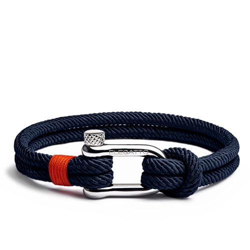 Elegatto Alchor Premium Rope Bracelet for Men | Nylon Marine Cord with Silver Polished Stainless Steel Shackle Closure | Waterproof and Fade-Resistant | Men’s Designer Bracelets