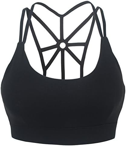 YEYELE Women's Criss Cross Back Removable and Wireless Pads Tank Top Yoga Sports Bra(Black S)