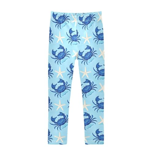 Blue Crab Starfish Girls Leggings Soft Stretch Workout Yoga Dance Pants for Kids Casual Tights