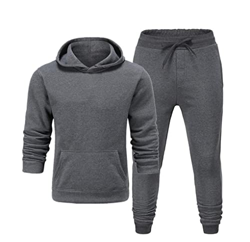 Sweat à capuche pour homme avec pantalon de sport gris foncé taille S