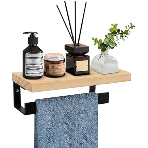 Winmien Hand Towel Holder with Wooden Shelf Cover