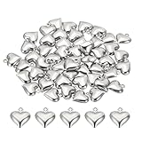 PATIKIL Charm De Corazón De 16 Mm 100 Pcs Charm De Pulsera De Corazón Colgantes Pequeños Al Por Mayor Colgantes De Acero Inoxidable 3D Para Hacer Joyería Pulseras Aretones Tono Plateado