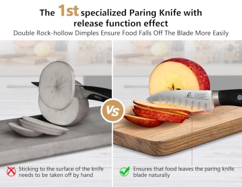 Image of CoquusAid Paring Knife Set, 2PCS Small Kitchen Knives, Black | 3.8 inch Fruit and 2.75 inch Bird Beak Peeling Knife, Sharp Premium Germany Stainless Steel Ergonomic Handle, Elegant Ideal for Gift