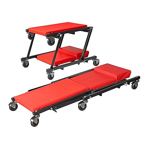 Big RED Z-Creeper Seat,36' Foldable Creeper,2-in-1 Garage Shop...
