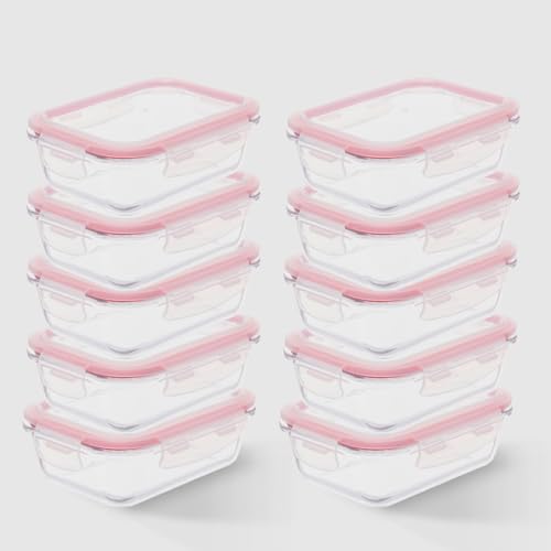 Kit com 10 Potes de Vidro Herméticos Retangulares 640ml Marmita Ideal Invicta