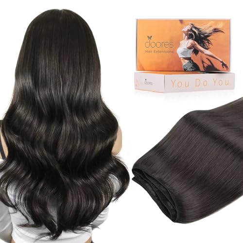 Image of DOORES Weft Hair Extensions, 20 Inch 100g Mocha Brown, Sew In Extensions Real Hair, Virgin Hair for Women
