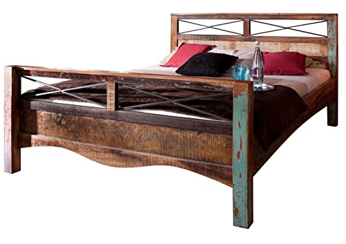 MASSIVMOEBEL24.DE | Nature of Spirit Bett 160x200 Indisches Altholz, Farbe:Mehrfarbig lackiert