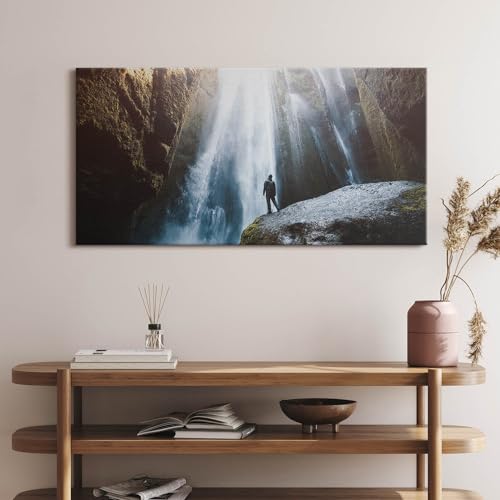 Tableau cascade de Gljufrabui Wallfluent toile murale 140x70cm
