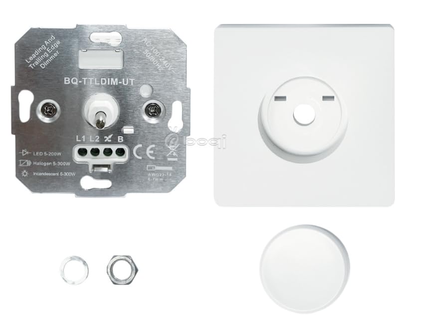 Regolatore di luminosità per lampade a LED 5-300W/VA, interruttore dimmer universale per LED, interruttore dimmer AC 100-240V, dimmer per lampade LED, incandescenza e alogene, copertura bianca lucida