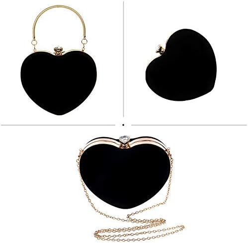 Goclothod Women Heart Shape Clutch Purse Velvet Shoulder Bag Evening Handbags - Image 4