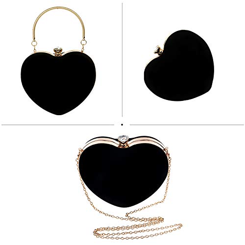 Image of Goclothod Women Heart Shape Clutch Purse Velvet Shoulder Bag Evening Handbags