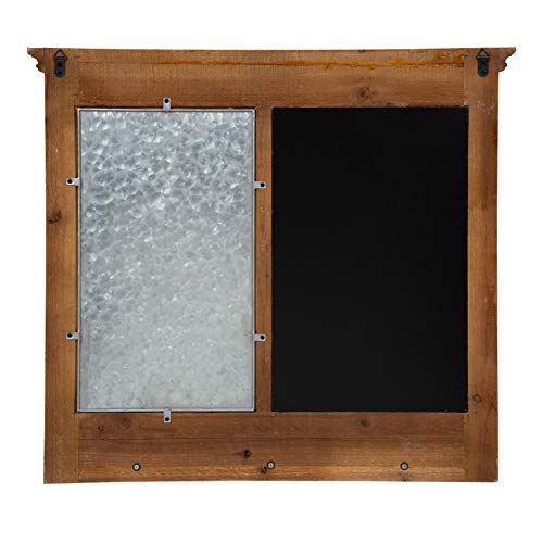 Kate And Laurel Idamae Wood Framed Chalkboard Wall Organizer With Mail Holders And Key Hooks, 28" X 25", Rustic Brown, Farmhouse-Inspired Chalkboard #TOP4