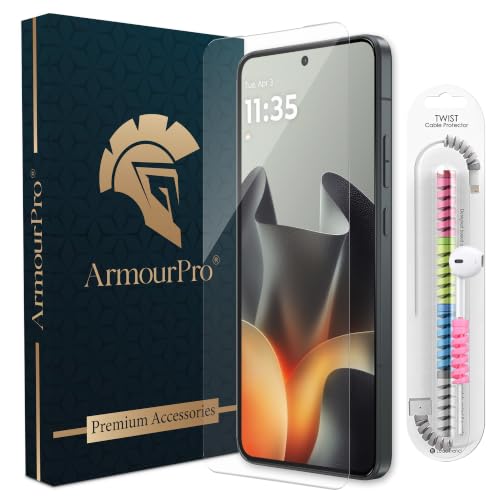 Image of ArmourPro Premium Borderless Tempered Glass for Motorola Edge 70 Max, HD Clear Screen Protector, Anti-Dust Speaker Mesh, 9H Hardness, Edge-to-Edge Fit, Case Friendly & Cable Protector