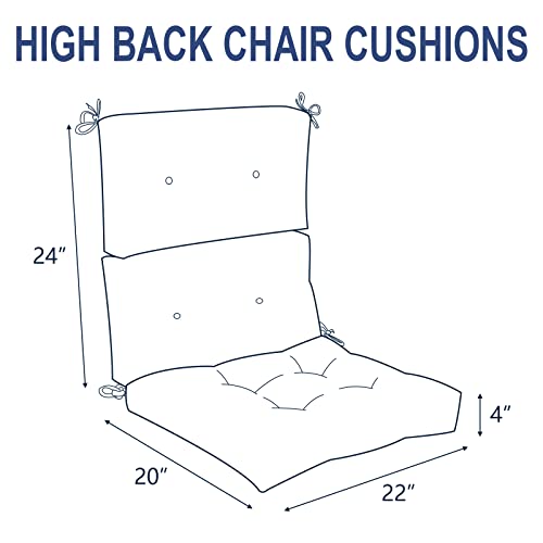 Melody Elephant Outdoor Rocking Chair Cushions, Non-Skid Slip Backed Sun Lounger Chair Cushions, High Back Chair Cushion For Patio Chairs, 44"X22"X4", Set Of 2, Blue Paisley #TOP1