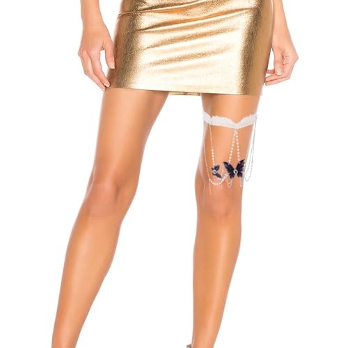 NICENEEDED Verstellbare Rave Beingurte Strumpfband Mit Quaste Und Pailletten Sowie Beinkette Mit Strasssteinen Beinwickel Aus Spitze Mit...