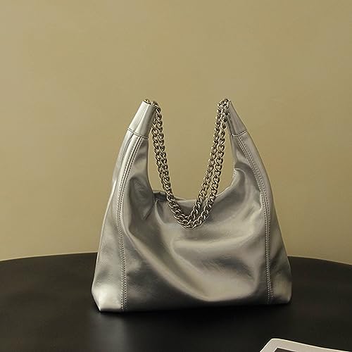 Bolso Tote Plateado de Cuero Sintético para Mujer miniatura 3