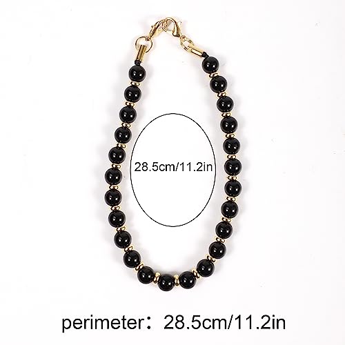 Obsidian Marble Phone Bracelet Strap, Detachable Cellphone Lanyard with Tether Tag Hands-Free Beaded Phone Wrist Strap for Most Phones - Image 2