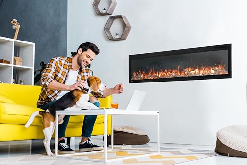 Napoleon Entice 60 - NEFL60CFH - Wall Hanging Electric Fireplace, 60-in, Black, Glass Front, Glass Crystal Ember Bed, Multiple Flame Colors, Remote Included - Image 4