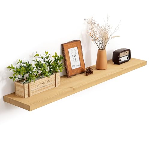Image of Marsmiles 48 Inch Floating Shelf | 9.3 Inch Deep Natural Wood Wall Shelf Set of 1 | Rustic Reclaimed Wood Shelves for Room Wall | Farmhouse Floating Shelves for Living Room Bathroom