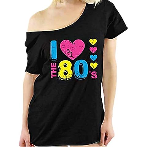 Camiseta Vintage para Mujer de los años 80 - Amo los años 80 - Manga Corta - Color Negro Cover