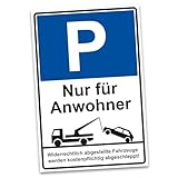 Hinweisschild 20x30cm Alu Verbundplatte für Zaun Tor Tür Pfosten wetterfest Aluminium Schild ohne Bohrungen Parkplatzschild (16 Parkplatz Anwohner)