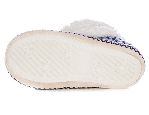 Womens Oxford Indoor Boot Slippers - Navy/Blue - Medium #TOP5