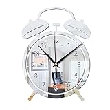 weyu Reloj de pared 3D DIY de gran tamaño tamaño con batería silenciosa no tictac, plata