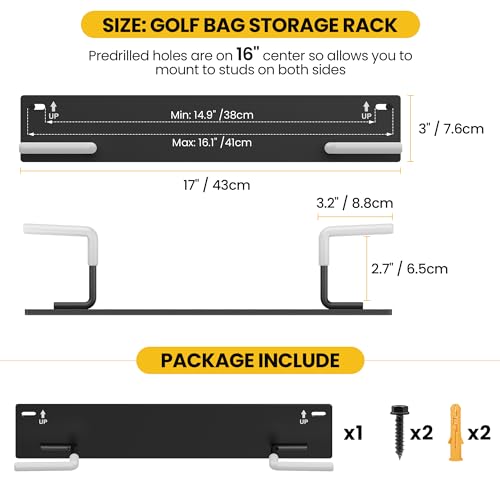 Soporte de pared para bolsa de golf en garaje de acero negro 7