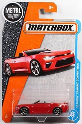 Matchbox 2017 #002 16 Chevy Camaro convertible rojo miniatura 1