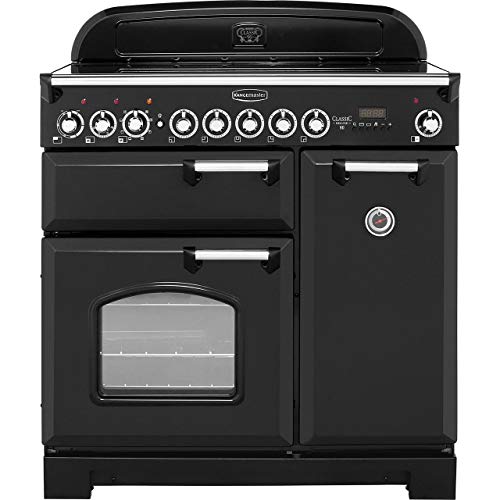 Rangemaster Classic Deluxe CDL90EIBL/C 90cm Electric Range Cooker with Induction Hob - Black / Chrome