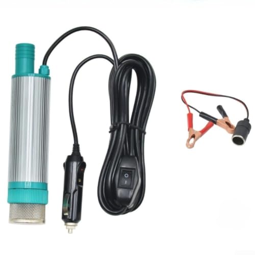 Bomba sumergible para diésel y agua, 12 V/24 V, bomba de aceite eléctrica de acero inoxidable, 30 L/min de potencia de extracción, conexión de 38 mm para camping y barco (24 V)