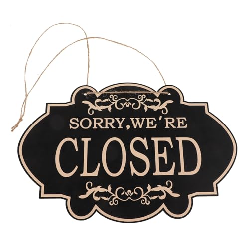 Toyvian Letrero Comercial de Madera Doble Cara Abierto y Cerrado, Cartel Colgante Negro para Puerta, Señal para Tienda, Cafetería, Restaurante y Bar, Diseño Vintage Práctico y Resistente