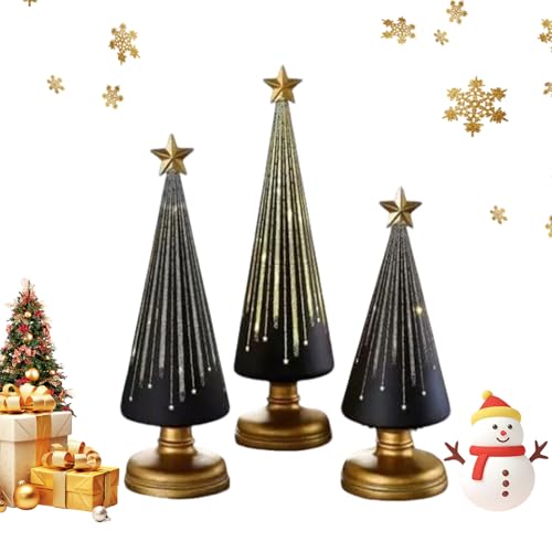 3 Stück Lighted Sparkling Starry Night Glass Trees, Gradient Glass...