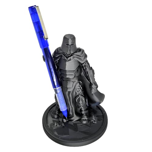 TIME&TRAVE Creative Knight Pen Holder, Knight Desk Organizer Cool Pen Stand Home Decor Pencil Holder for Men as Gift (Black)