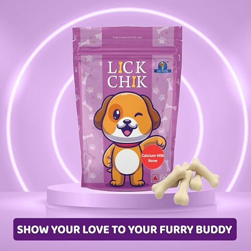 Image of Dr. Pets Pack of 2 (120g Each) Lickchik Calcium Milk Bone Dog Treats | Training Snacks for Dogs & Puppies | Strong Teeth & Bone Support | Real Chicken Enriched