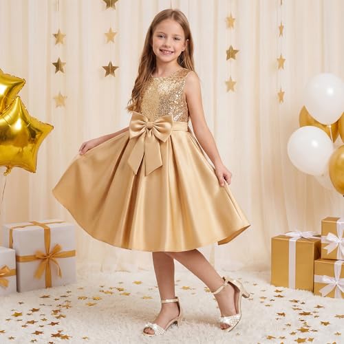 Furdeour Girls Dress Shoes Flower Girl Shoe High Heels Kids Princess Size 1 Sandals Gold Wedding Prom Zapatos Para Niñas Sparkly Formal Pearl Pageant Daughter Birthday Party 9 Year (F2910 Gold 1) by Furdeour - Used condition - Image 9