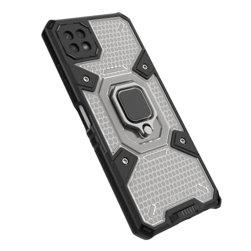 Image of Thermoplastic Polyurethane Tough Armor Bumper Back Case Cover For Samsung Galaxy F42 5G|Ring Holder & Kickstand In-Built|360 Degree Protection Back Case Cover For Samsung Galaxy F42 5G (Black)