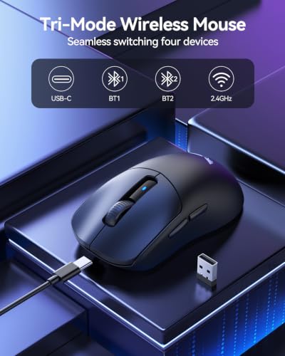 TECKNET Wireless Gaming Mouse, 53g Lightweight, 1000Hz Polling Rate, Black - image 3
