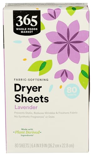365 by Whole Foods Market, Fabric-Softening Dryer Sheets, Lavender, 80 Count