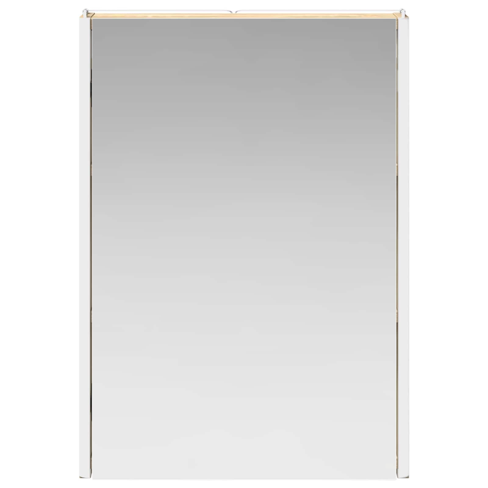 Szafka łazienkowa z lustrem Sonoma dąb z materiału drewnopochodnego 43 x 11,5 x 60,5 cm z oświetleniem LED, montaż na ścianie, regulowane regały, miejsce do przechowywania