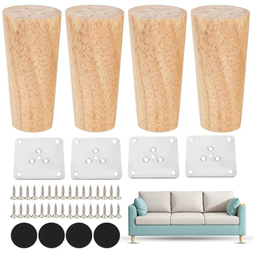Coztie Wooden Furniture Feet, Pack of 4 Wooden Table Legs, 10 cm Conical Furniture Legs, Replacement, Furniture Feet, Wooden Table Legs with Mounting Plates and Screws for Sofa, Bed, Cabinet, Chair, Coztie Wooden Furniture Feet, Pack of 4 Wooden Table Legs, 10 cm Conical Furniture Legs, Replacement, Furniture Feet, Wooden Table Legs with Mounting Plates and Screws for Sofa, Bed, Cabinet, Chair,