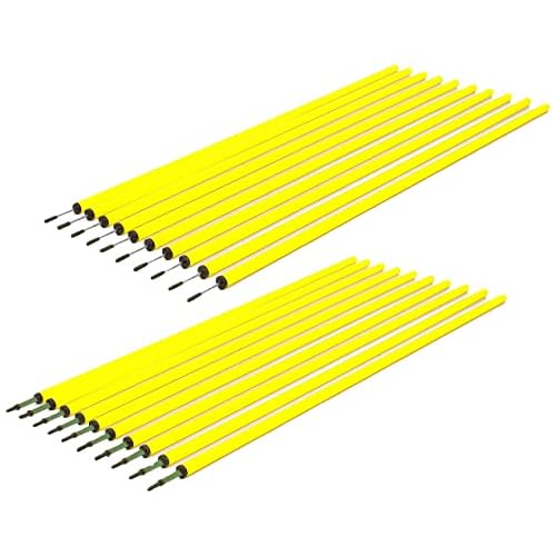 Sport-Thieme Slalomstangen Set | Set aus 10 Slalom Stangen mit oder ohne Federgelenk | 10 cm Lange Metallspitze | L: 160 cm, Ø: 3,2 cm | Gelb | Markenqualität