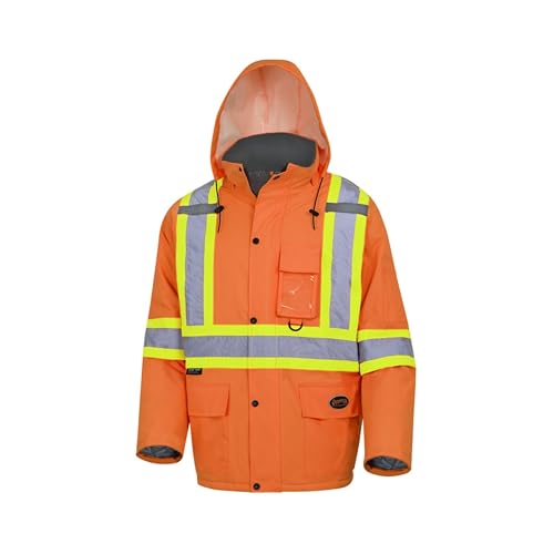 Pioneer Hi Vis Winter Work Jacket for Men - For Construction - Class 2
