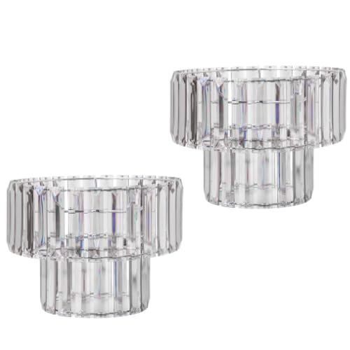FABFINDS 2 Tier Smokey Grey Crystal Pendant Shade Acrylic Easy Fit Chandelier Style for Bedrooms, Hallways & Dining Room (H 20cm x W 26cm) Assorted Packs (Smokey Grey, Pack of 2)